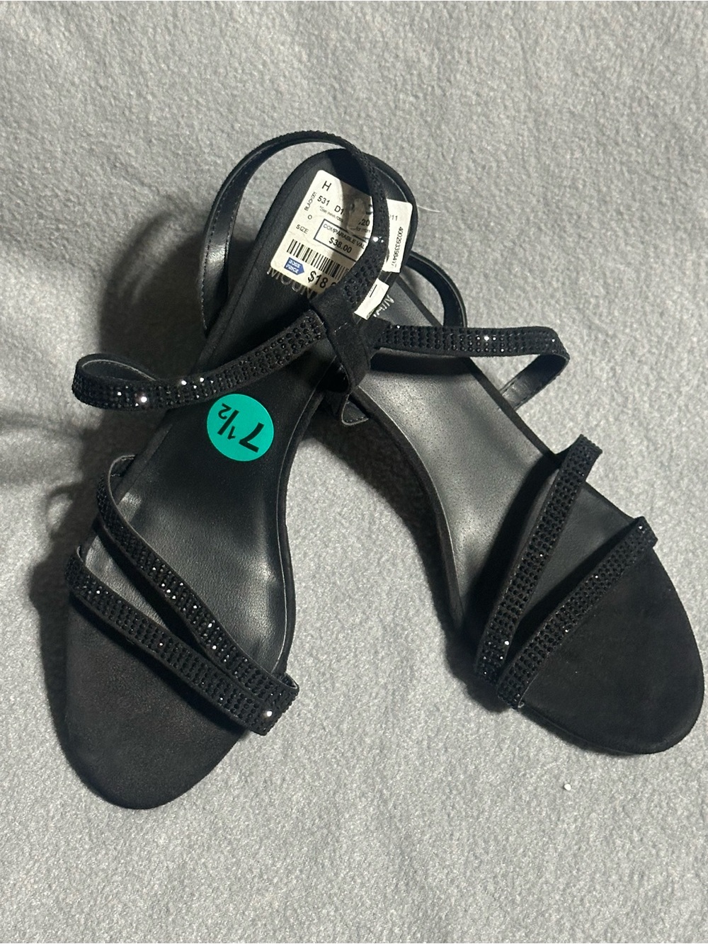 White Mountain Black Rhinestone Strap Dress Sandals